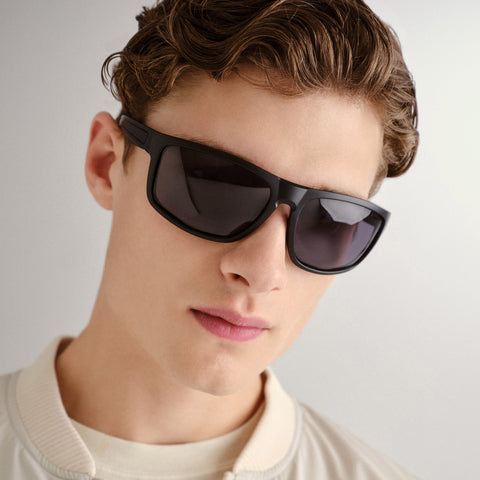 Cancer Council Sandon Kingsize Matte Black Male Wrap Sunglasses | Eyewear Index