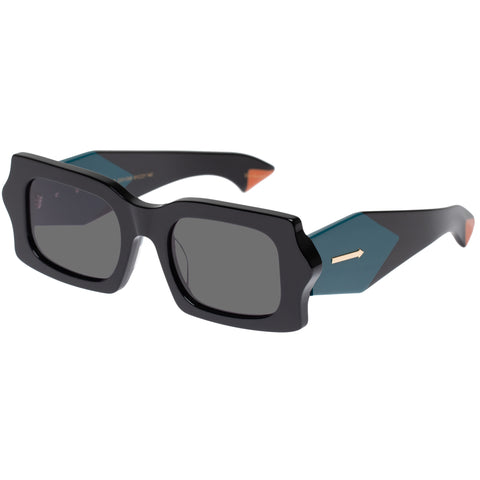 Karen Walker Blow Wave Black Mix Uni-Sex Rectangle Sunglasses | Eyewear Index