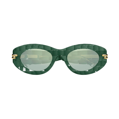 Bottega Veneta Bv1322s Green Female Round Sunglasses | Eyewear Index