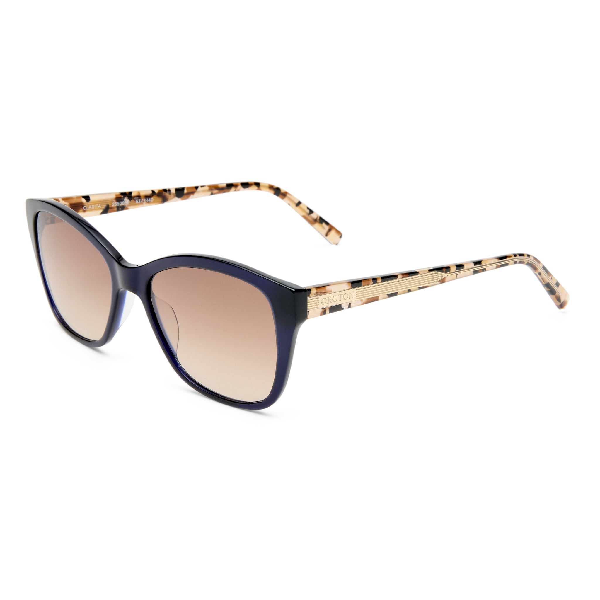 Oroton Clarita Navy Biscuit Tort Female D-Frame Sunglasses | Eyewear Index