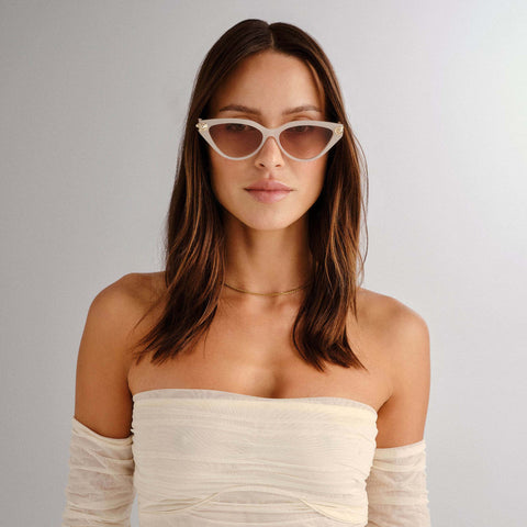 Luv Lou The Posie Milk Female Cat-Eye Sunglasses | Eyewear Index