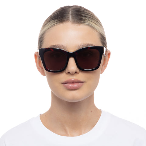 Le Specs Showstopper Cherry Tort Female Cat-Eye Sunglasses | Eyewear Index