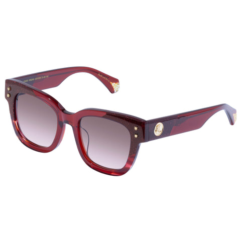 Camilla Oasis Dream Burgundy Ruby Glitter Female Square Sunglasses | Eyewear Index