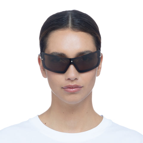 Le Specs The Bodyguard Tort Gold Uni-Sex Wrap Sunglasses | Eyewear Index