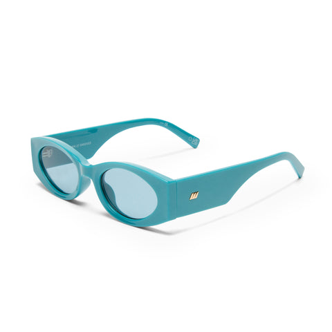 Le Specs Mermaiden Teal Female Oval Sunglasses | Eyewear Index