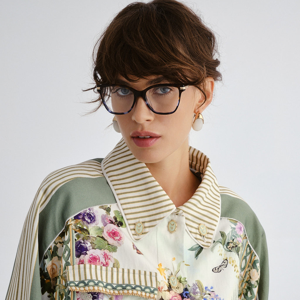 Camilla Silver Screen Dark Tort Navy Tort Female Cat-Eye Optical Frames | Eyewear Index