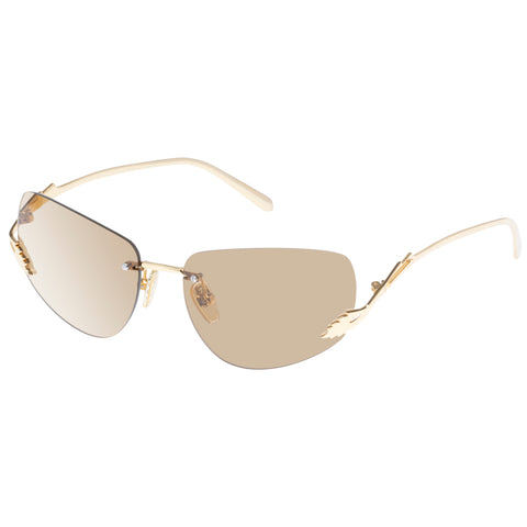 Karen Walker Fleur Dark Gold Female Wrap Sunglasses | Eyewear Index