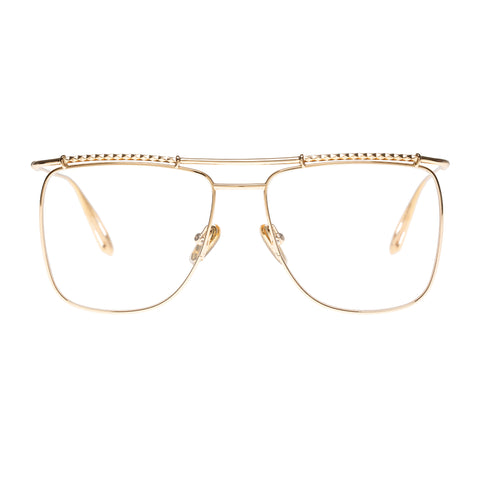 Karen Walker Homer Gold Uni-Sex Square Optical Frames | Eyewear Index