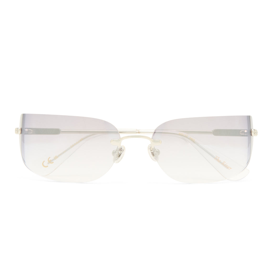 Luv Lou The River Silver Female Rectangle Sunglasses | Eyewear Index