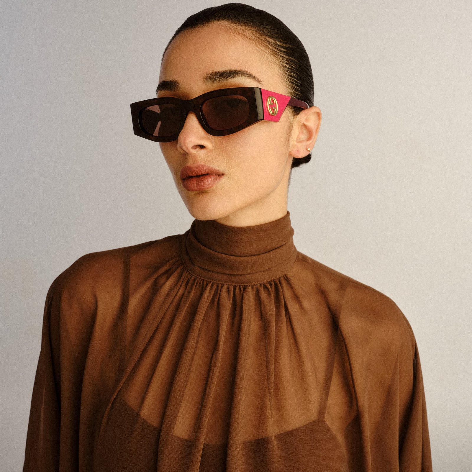 Gucci Gg1664s Havana Female Rectangle Sunglasses | Eyewear Index