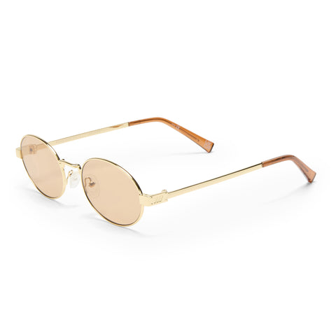 Le Specs Poseidon Deux Gold Uni-Sex Oval Sunglasses | Eyewear Index