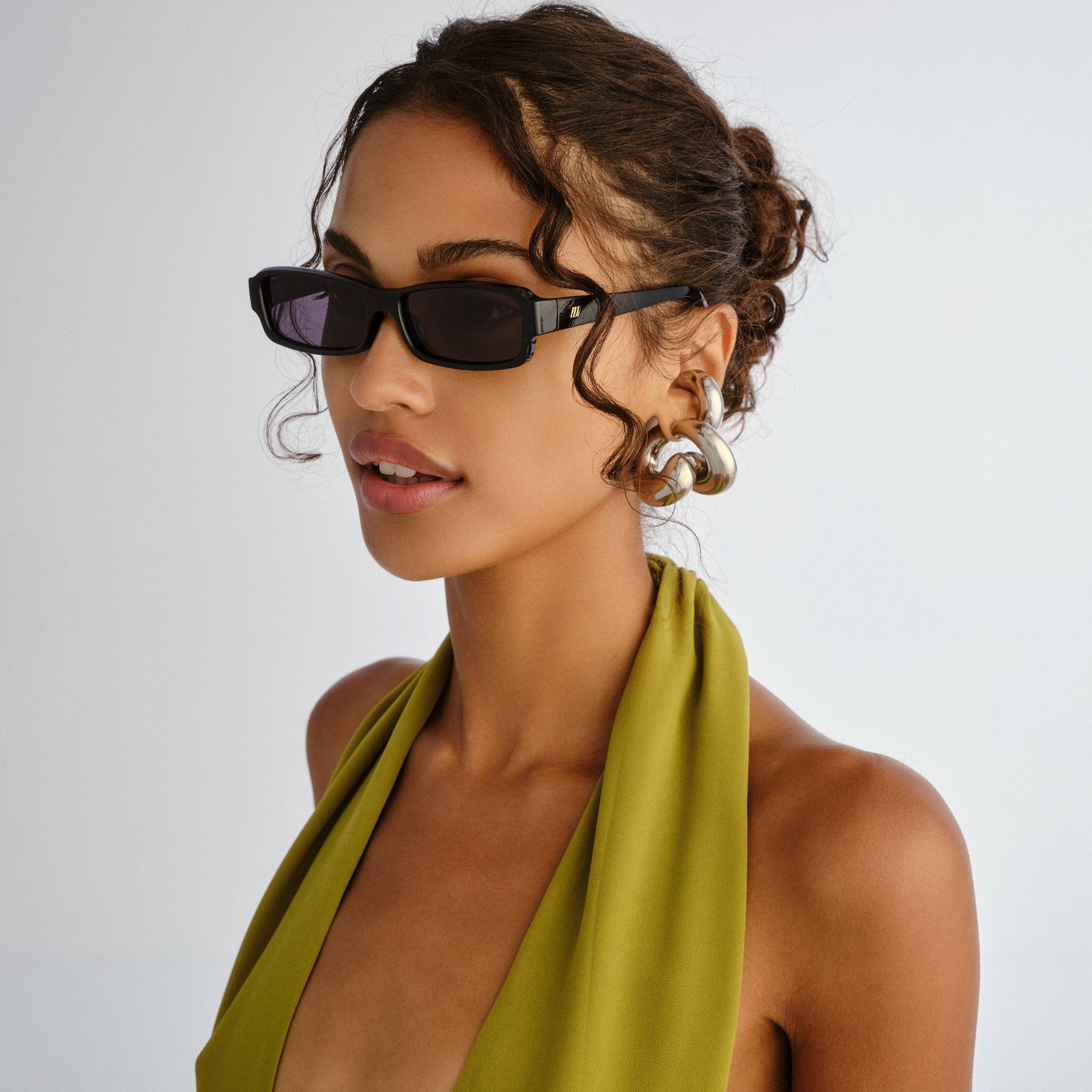 Le Specs Dial Tone Black Uni-Sex Rectangle Sunglasses | Eyewear Index