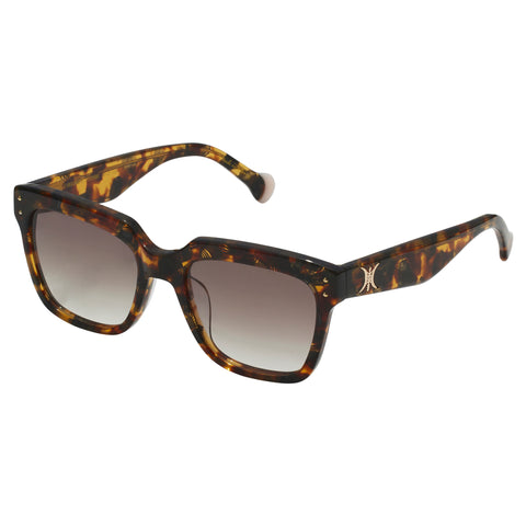 Camilla First Class Black Feather Tort Female Square Sunglasses | Eyewear Index