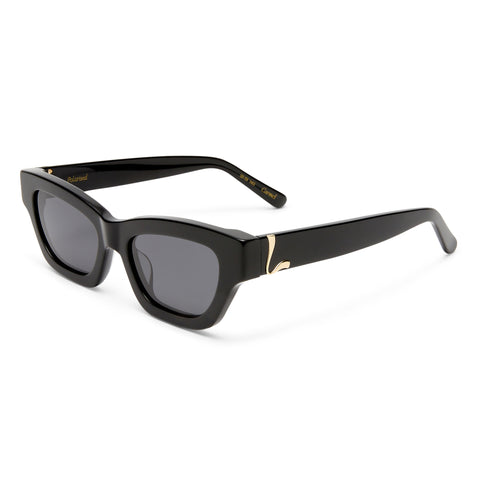 Luv Lou The Carmel Black Female Cat-Eye Sunglasses | Eyewear Index