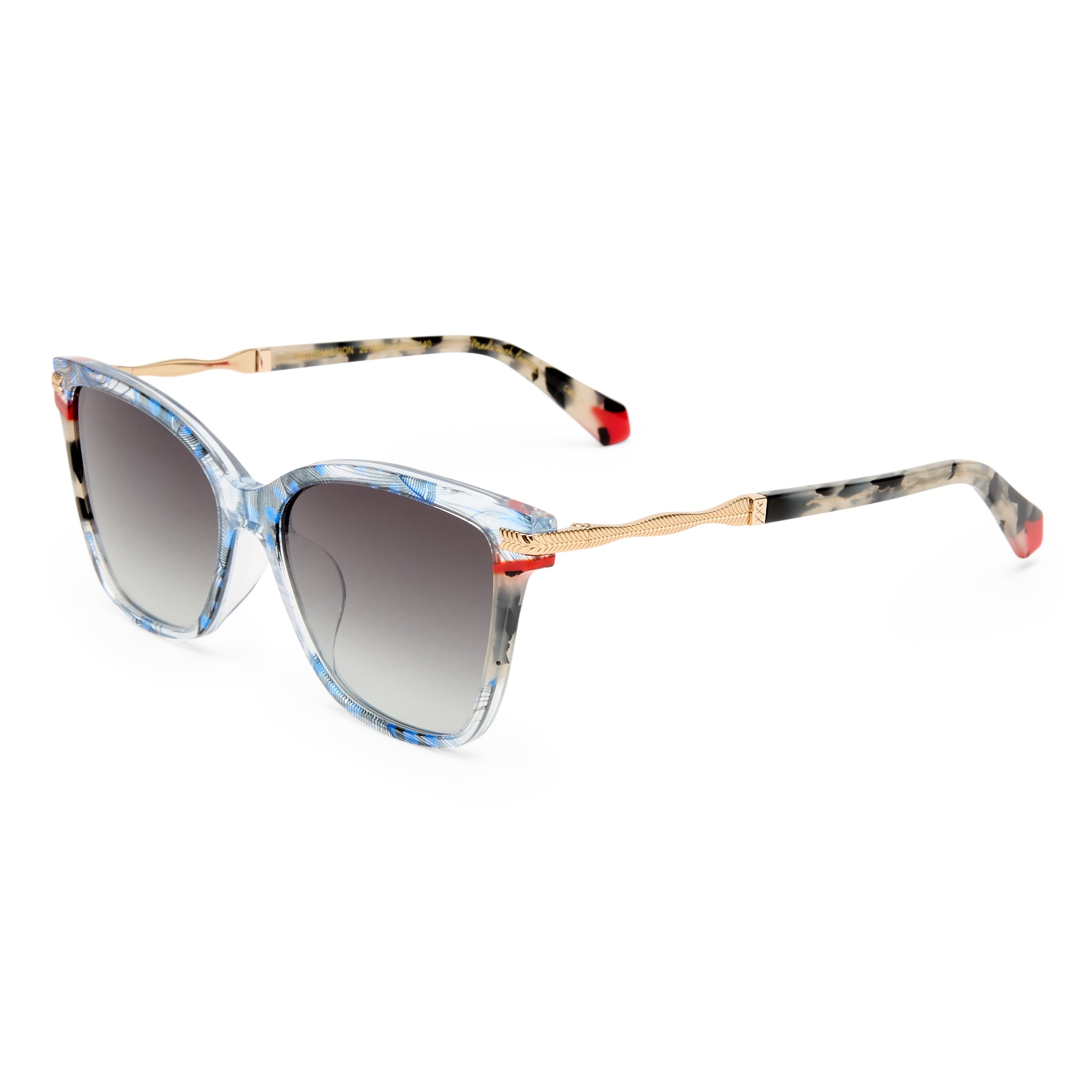Camilla Intermission Blue Feather Female Cat-Eye Sunglasses | Eyewear Index