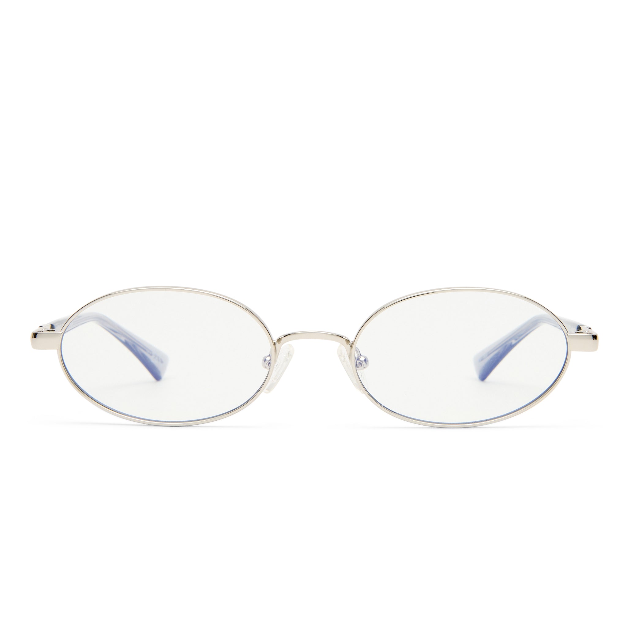 Le Specs Icicle Silver Uni-Sex Oval Blue Light | Eyewear Index