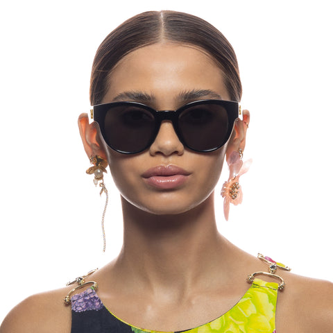 Camilla Sunday In The City Black Glitter Leopard Female Round Sunglasses | Eyewear Index