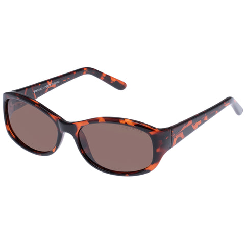 Cancer Council Bensville Petite Dark Tort Female Wrap Sunglasses | Eyewear Index