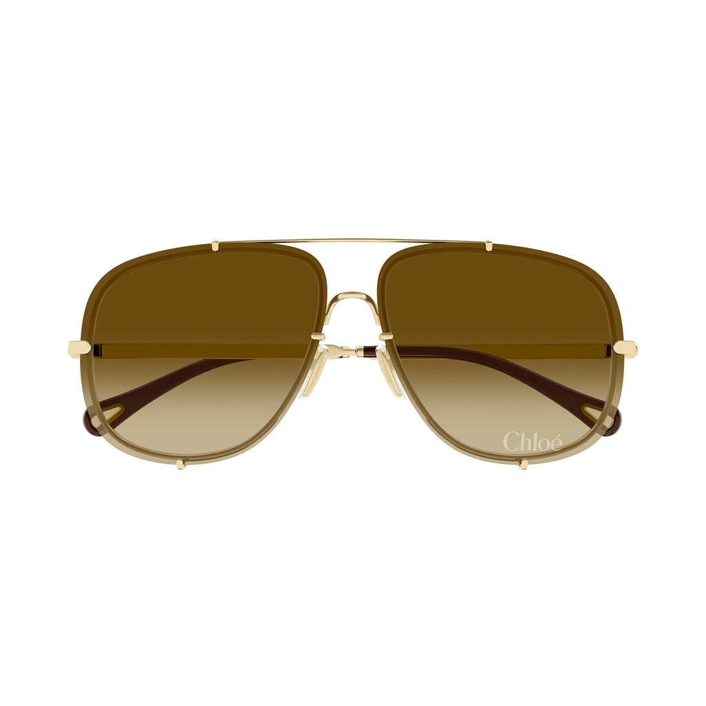 Chloe Ch0348s Gold Female Aviator Sunglasses | Eyewear Index