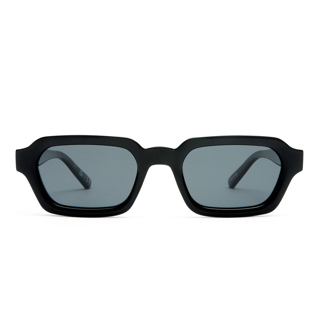 Le Specs Tension + Black Uni-Sex Rectangle Sunglasses | Eyewear Index