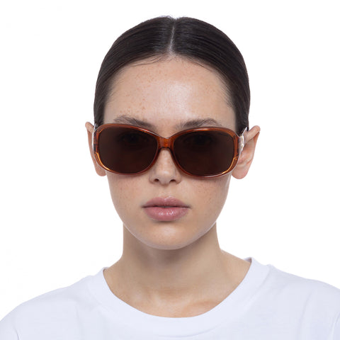 Solarized Luxury Comfort Caramel Cookie Tort Gold Female Wrap Sunglasses | Eyewear Index