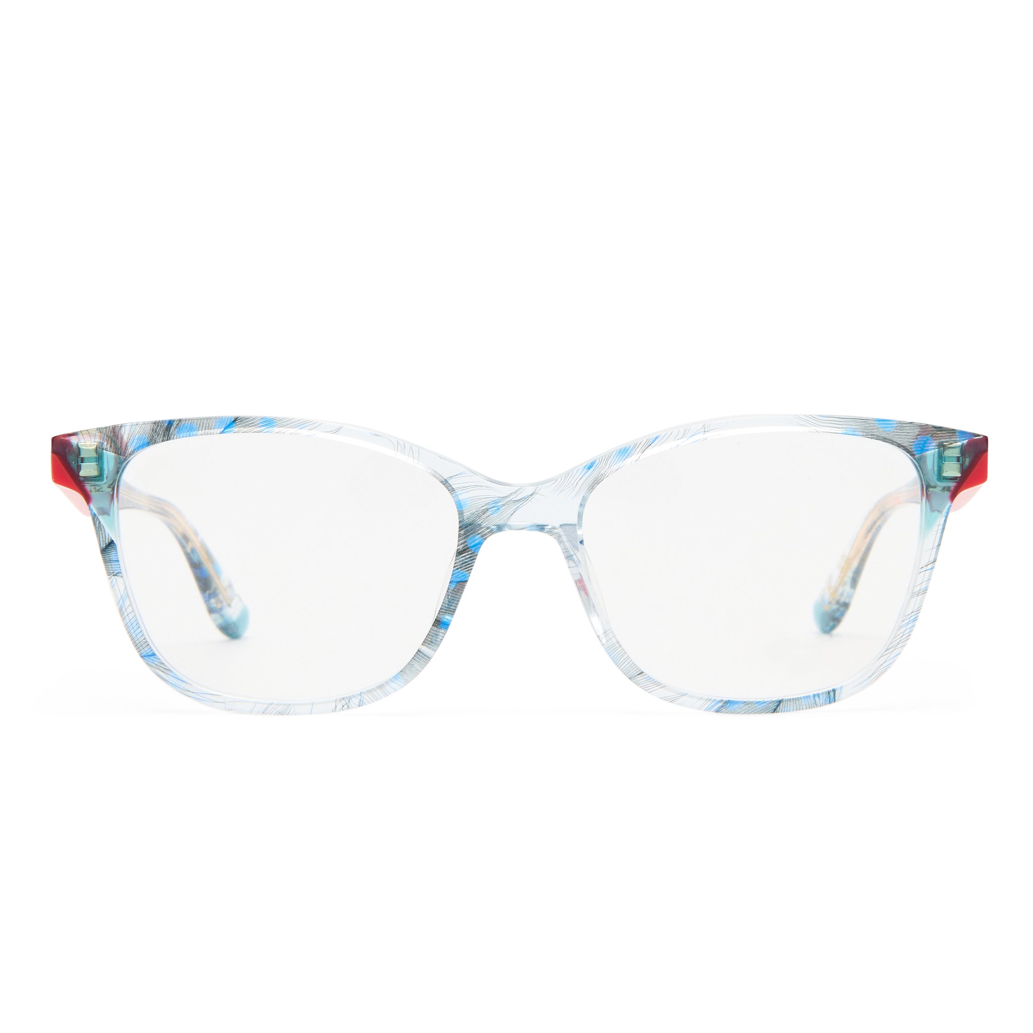 Camilla The Rehearsal Blue Feather Female D-Frame Optical Frames | Eyewear Index