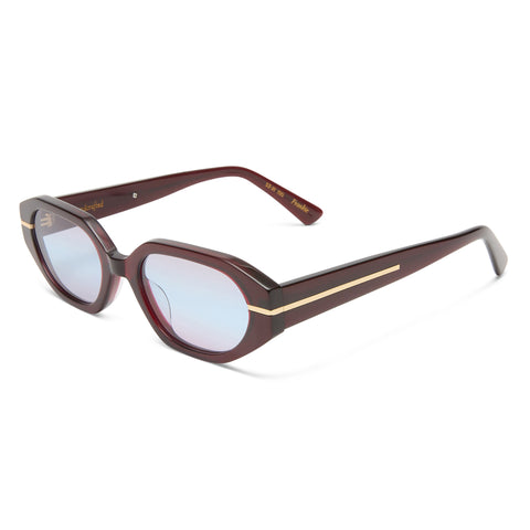 Luv Lou The Frankie Burgundy Female Rectangle Sunglasses | Eyewear Index