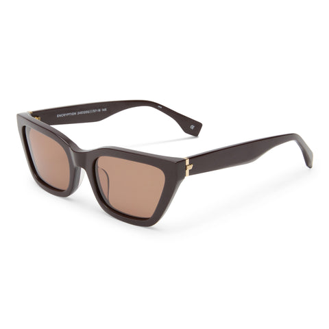 Le Specs Encryption Chocolate Female Cat-Eye Sunglasses | Eyewear Index