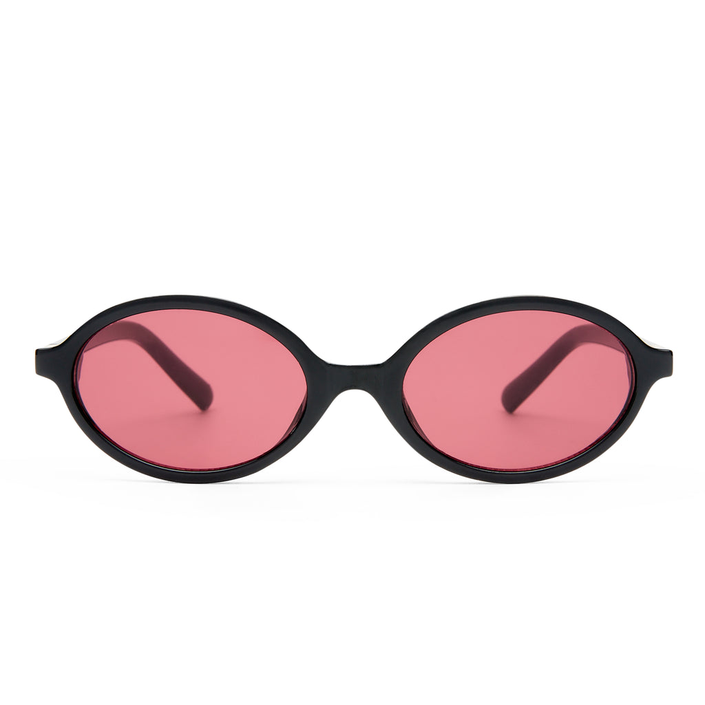 Village Lunella Black Gold Female Oval Sunglasses | Eyewear Index