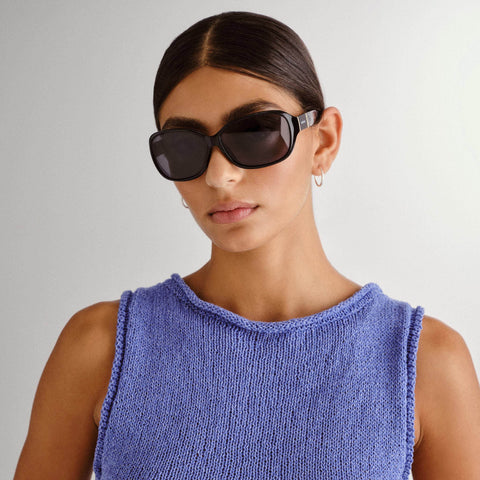 Solarized Fancy Wrap Black Cookie Tort Female Wrap Sunglasses | Eyewear Index