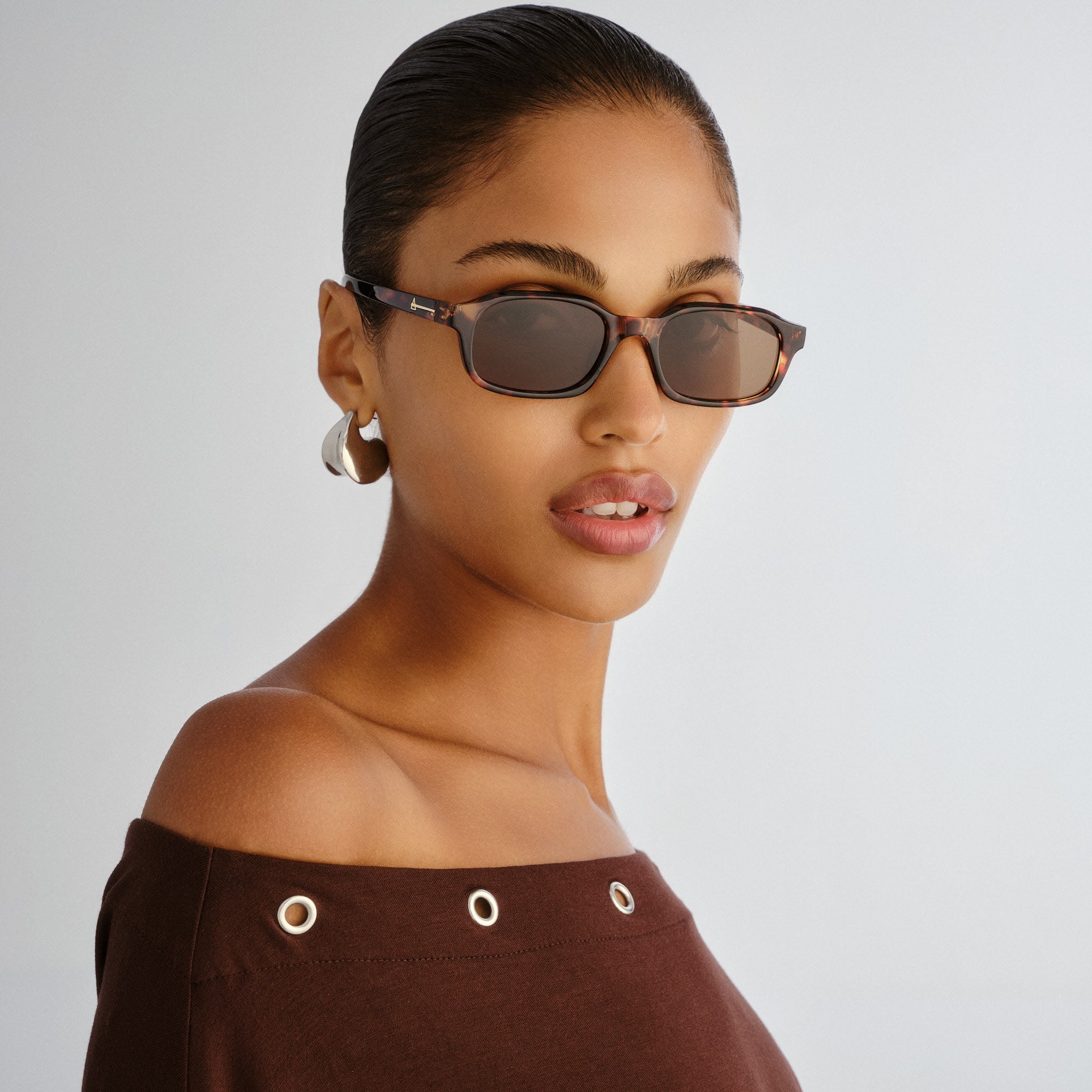Aire Kinetic Amber Tort Uni-Sex Rectangle Sunglasses | Eyewear Index