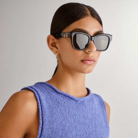 Solarized Modern D-Frame Black Cookie Tort Uni-Sex D-Frame Sunglasses | Eyewear Index