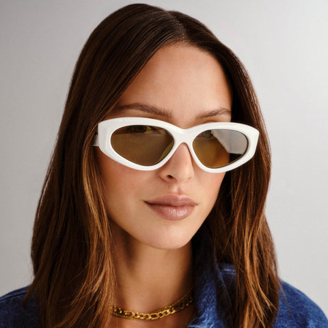 Le Specs Under Wraps Edt White Female Wrap Sunglasses | Eyewear Index