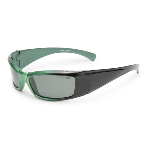 Cancer Council Shark Kids Metallic Green Black Male Wrap Sunglasses | Eyewear Index