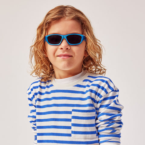 Cancer Council Fox Kids Metallic Blue Black Male Wrap Sunglasses | Eyewear Index