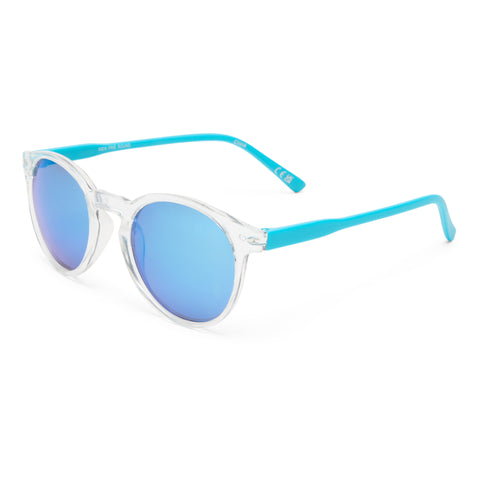 Solarized Kids Fine Round Clear Blue Male Round Sunglasses | Eyewear Index