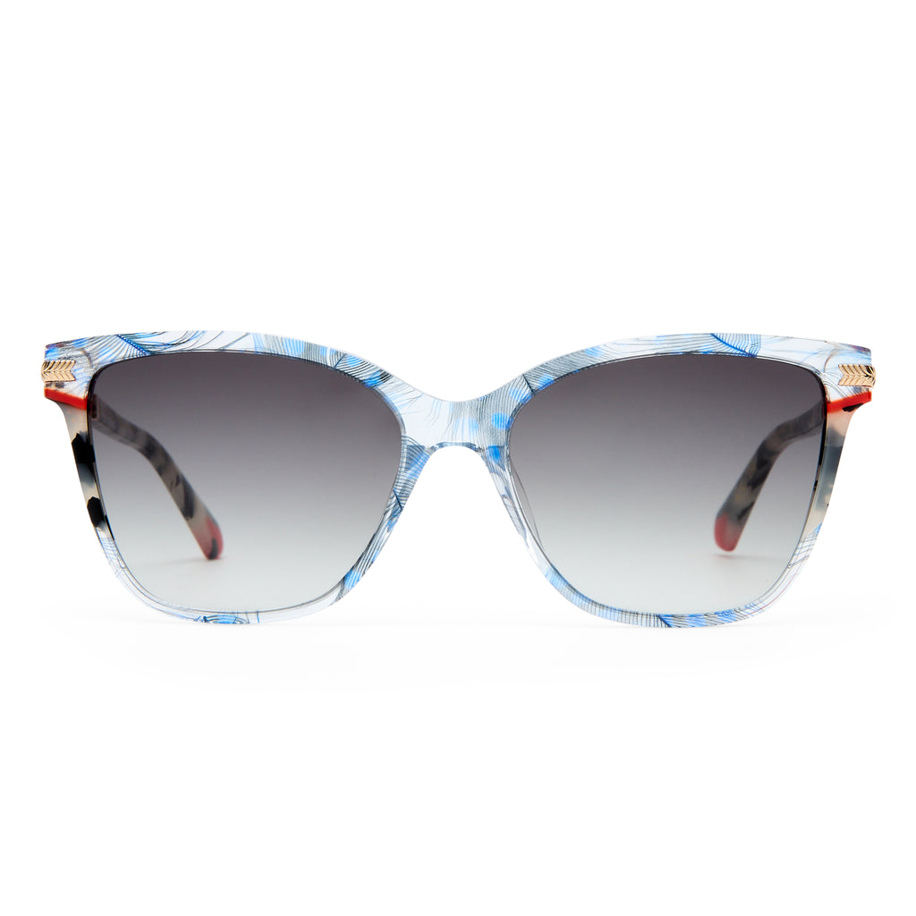 Camilla Intermission Blue Feather Female Cat-Eye Sunglasses | Eyewear Index