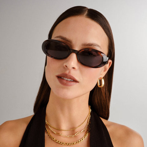 Le Specs Work It Dark Tort Uni-Sex Oval Sunglasses | Eyewear Index