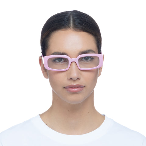 Le Specs Dynamite Metallic Pink Uni-Sex Rectangle Sunglasses | Eyewear Index