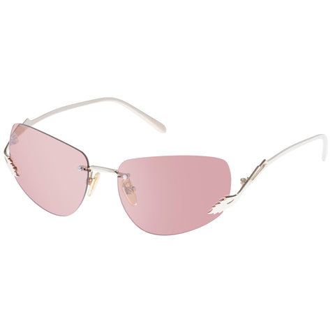 Karen Walker Fleur Gold Female Wrap Sunglasses | Eyewear Index