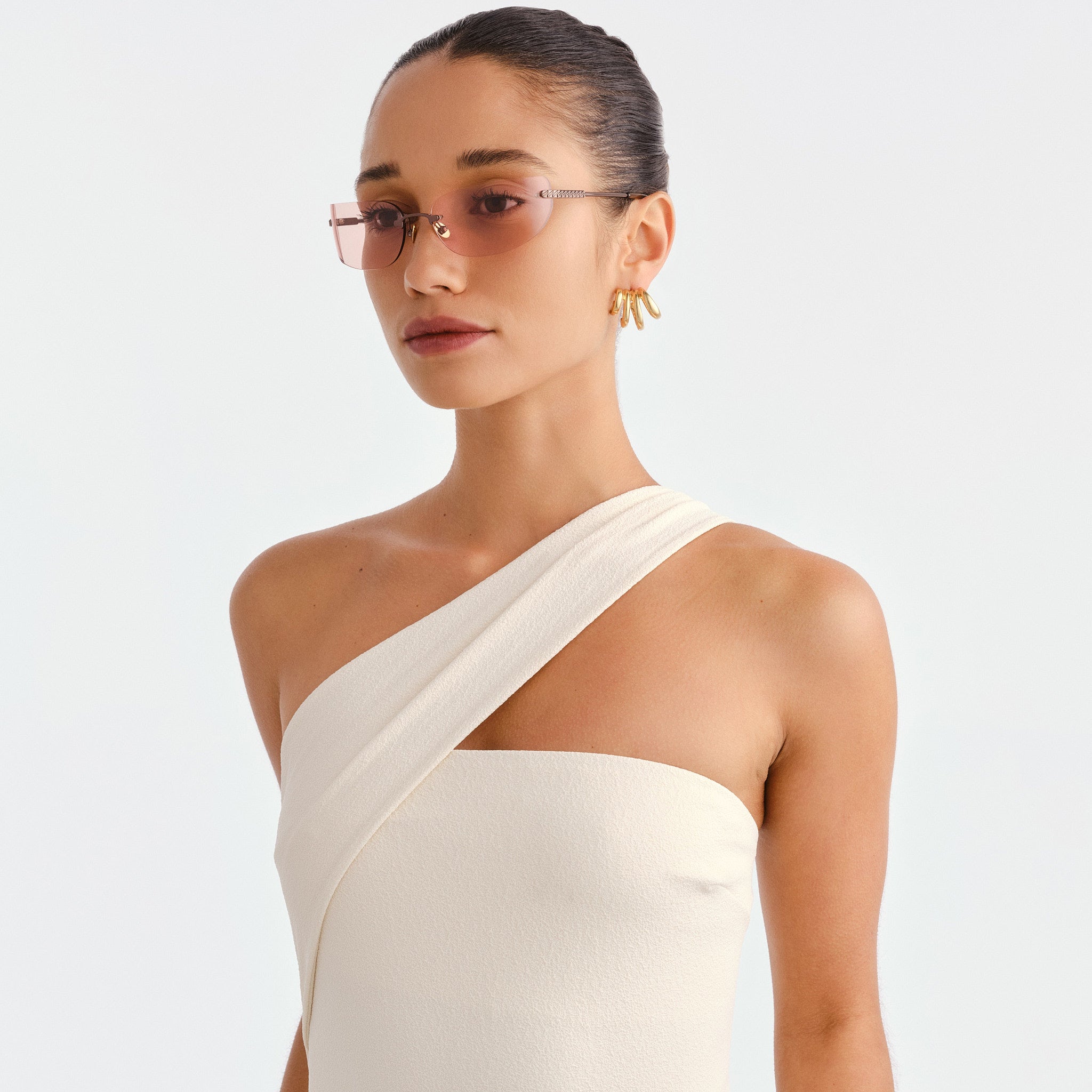 Luv Lou The River Bronze Female Rectangle Sunglasses | Eyewear Index