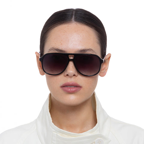 Oroton Folk Black Female Aviator Sunglasses | Eyewear Index