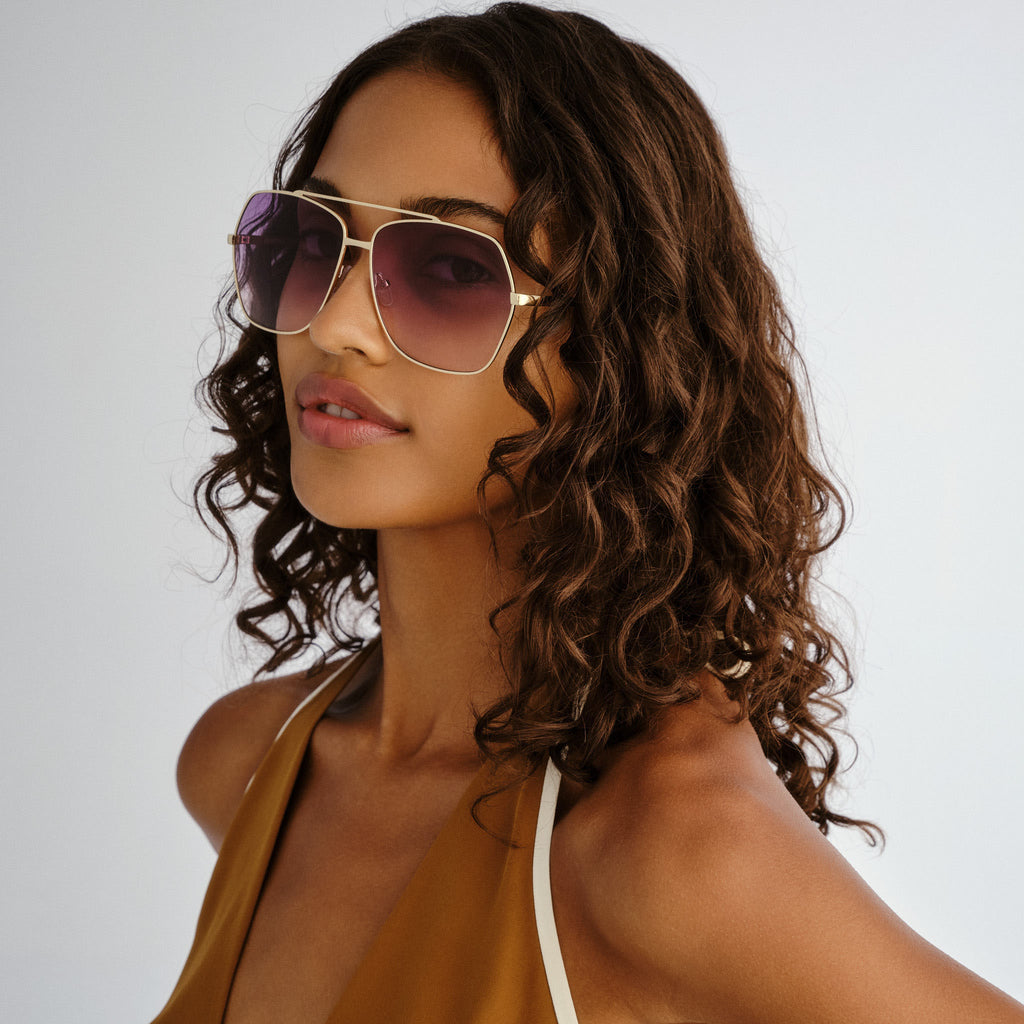 Aire Celestine Gold Cookie Tort Uni-Sex Aviator Sunglasses | Eyewear Index