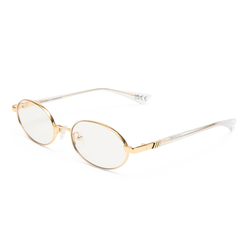 Le Specs Icicle Gold Uni-Sex Wrap Blue Light | Eyewear Index