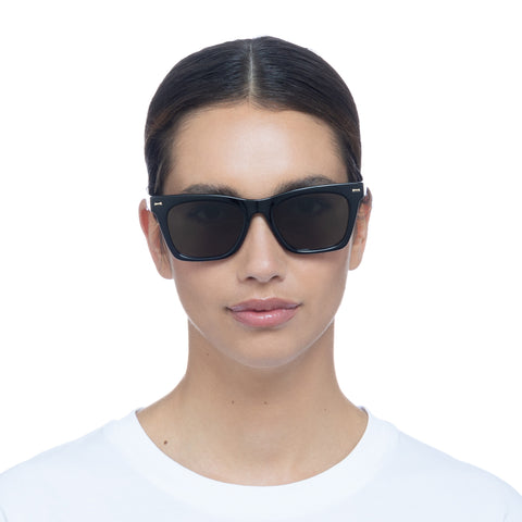 Le Specs Chante Black Uni-Sex D-Frame Sunglasses | Eyewear Index