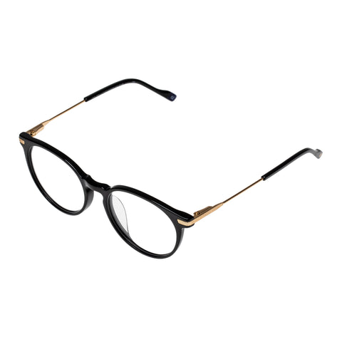 Le Specs Ufology Alt Fit Black Gold Uni-Sex Round Optical Frames | Eyewear Index