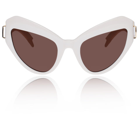 Karen Walker Bow Wow Ivory Female Cat-Eye Sunglasses | Eyewear Index