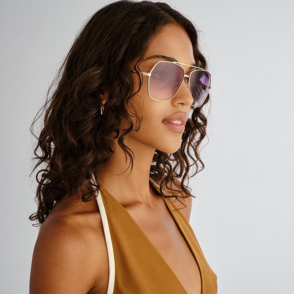 Aire Celestine Gold Cookie Tort Uni-Sex Aviator Sunglasses | Eyewear Index