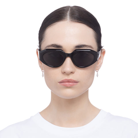 Aire Aphelion Black Female Oval Sunglasses | Eyewear Index