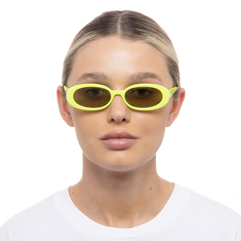 Le Specs Outta Love Pine Lime Uni-Sex Oval Sunglasses | Eyewear Index